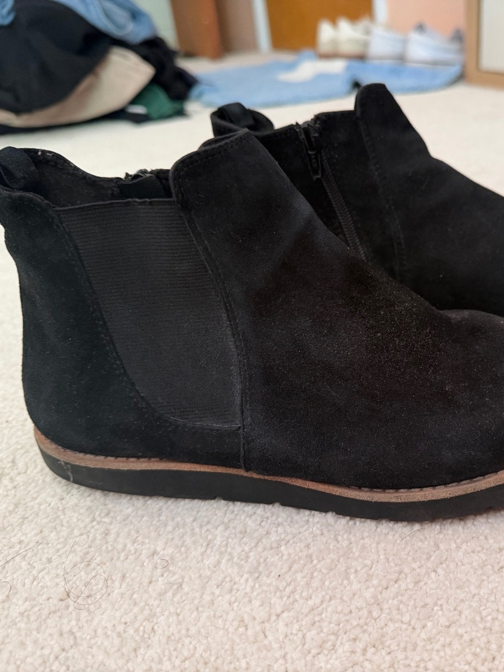 Vaneli Women's Black Flat Ankle Boots, Size 9W